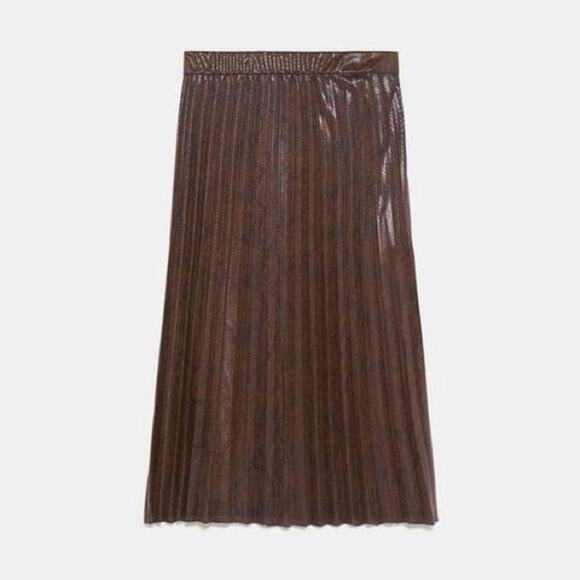 Zara PLEATED MIDI SKIRT Size Large - Picture 5 of 7